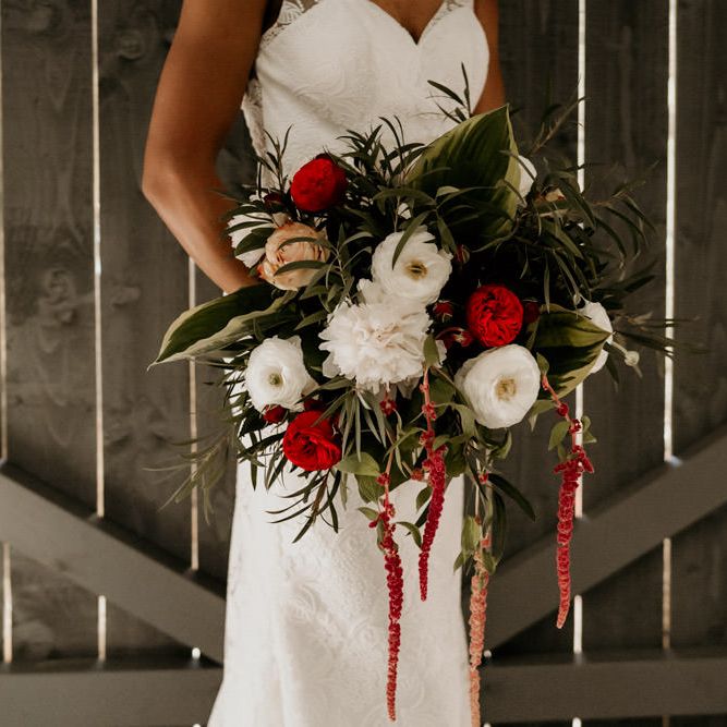Giant Red, White and Foliage Wedding Bouquet