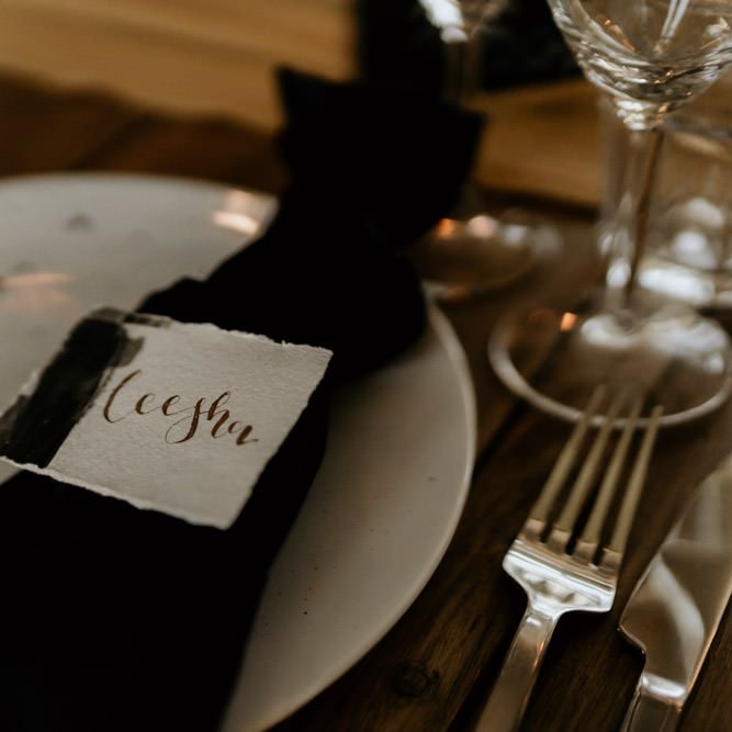 Gold Calligraphy Place Name Card