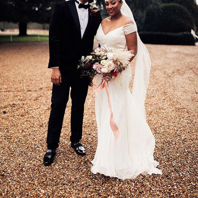 Black bride in Juliet cap wedding veil