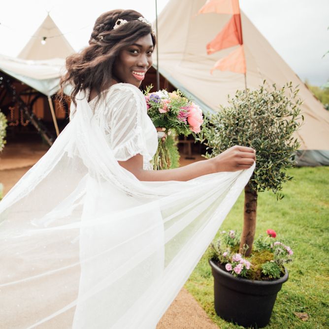 Black Bride at tipi wedding inspiration