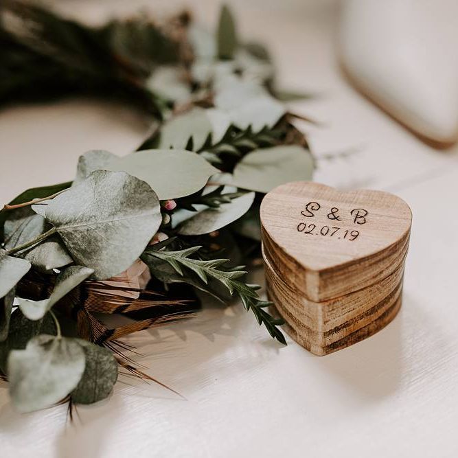 Wooden wedding ring box