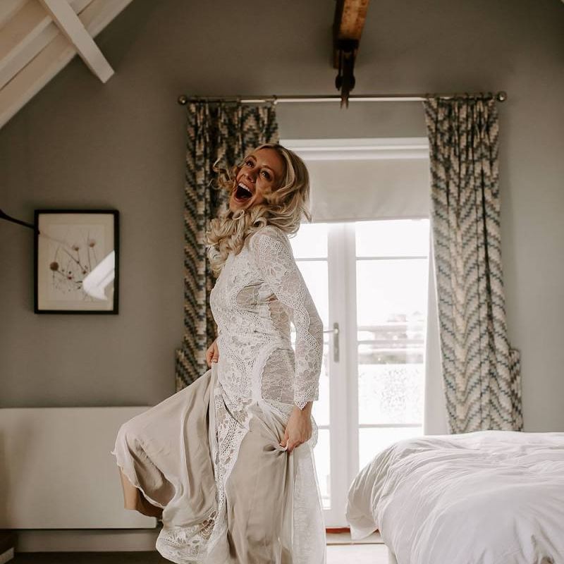 Boho bride dress with bridal boots