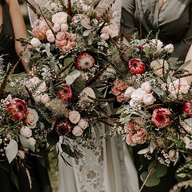 Protea bouquet for bridal party
