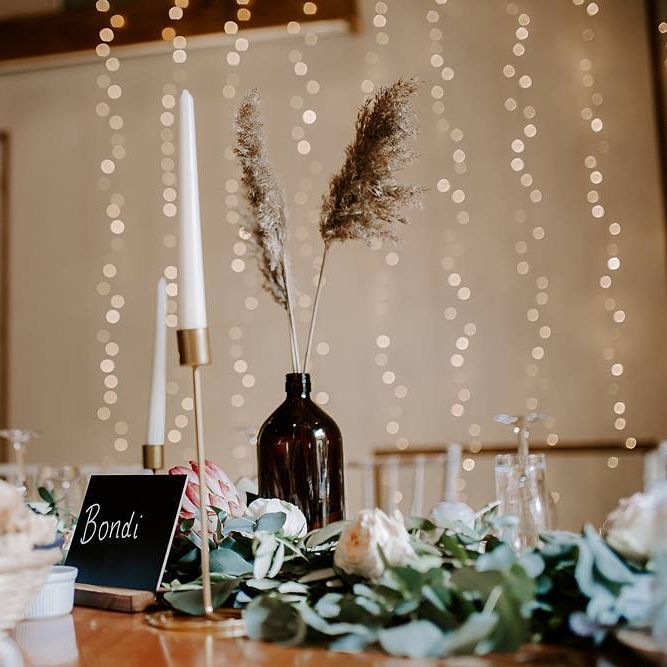 Fairy lights and wedding decor at The Tudor Barn