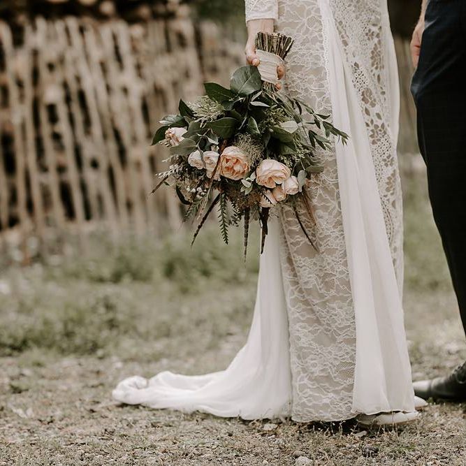 Protea bouquet for boho bride