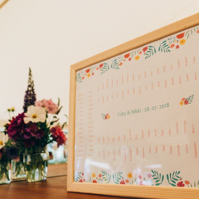 Wildflower Table Plan For Wedding // Images By Casey Avenue Photography