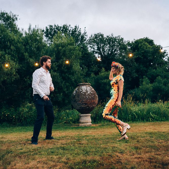 Bride In Sequinned Jumpsuit // Images By Casey Avenue Photography