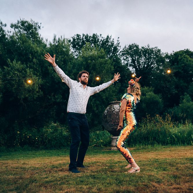 Bride In Sequinned Jumpsuit // Images By Casey Avenue Photography