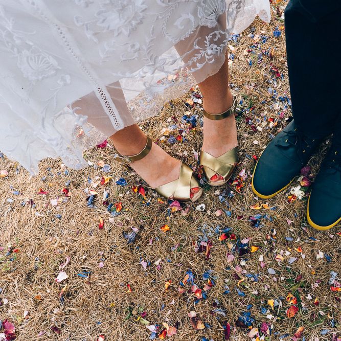 Gold Clogs For Bride // Images By Casey Avenue Photography