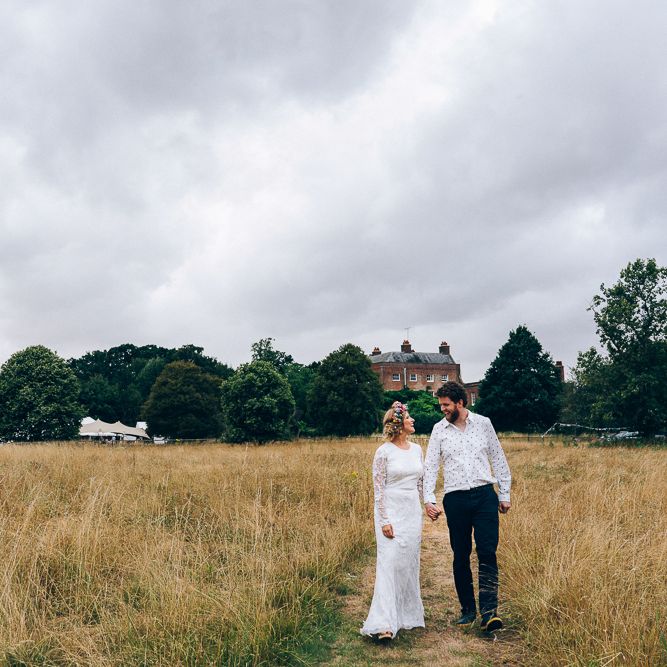 Bride In Brightly Colour Flower Crown // Image By Casey Avenue Photography