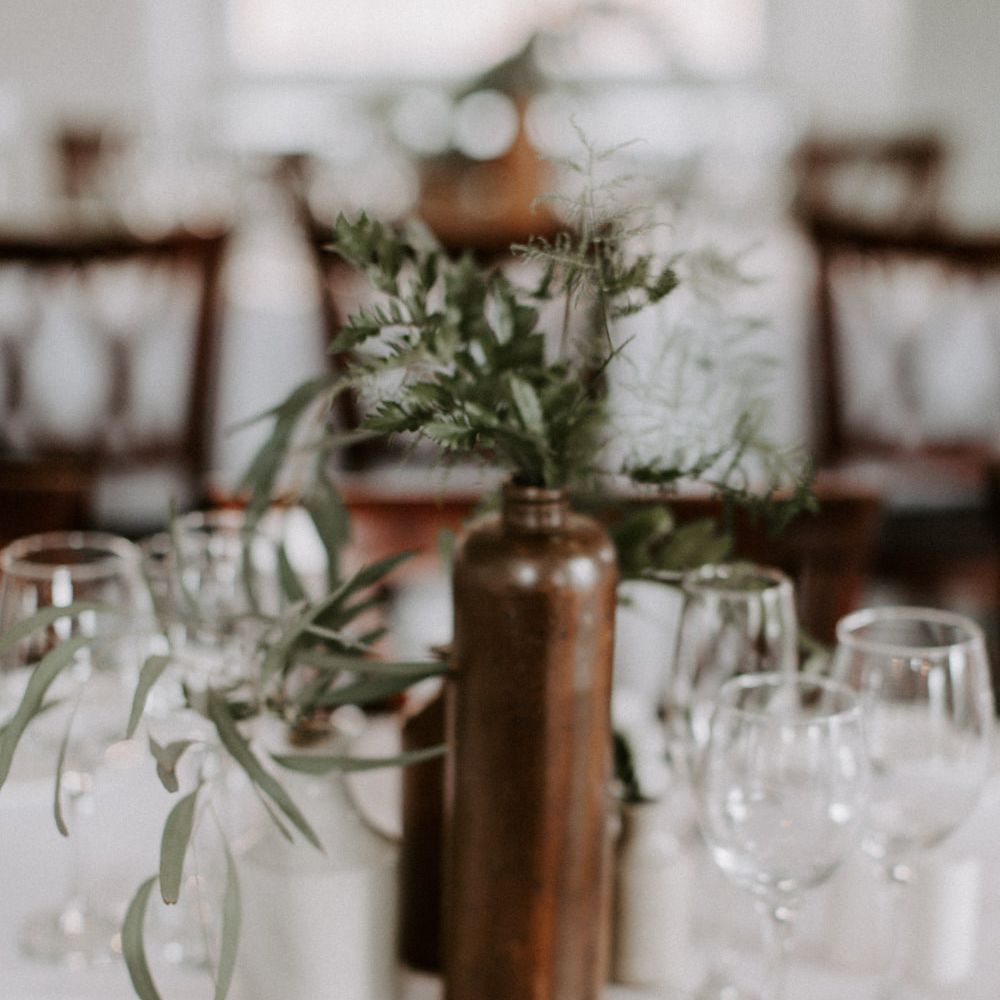 Brown Stoneware Vase Wedding Decor //  Images By Grace Elizabeth Photo And Film