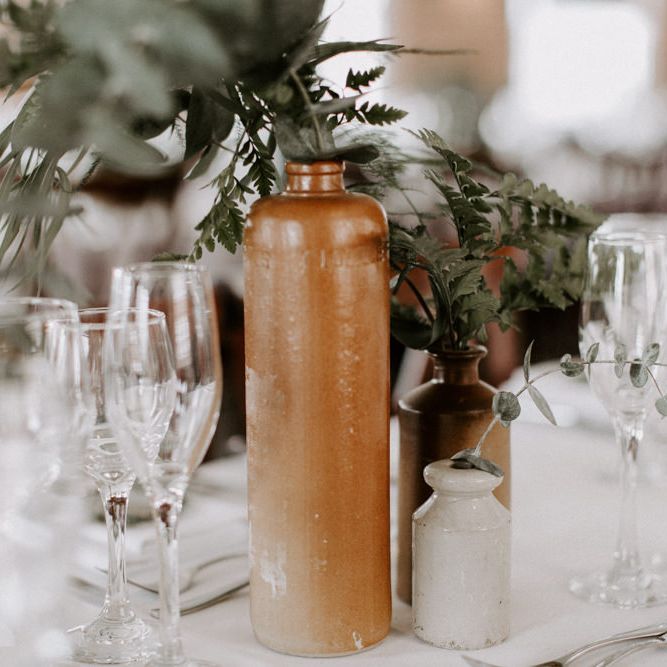 White Linen &amp; Green Foliage For Wedding Reception // Images By Grace Elizabeth Photo And Film