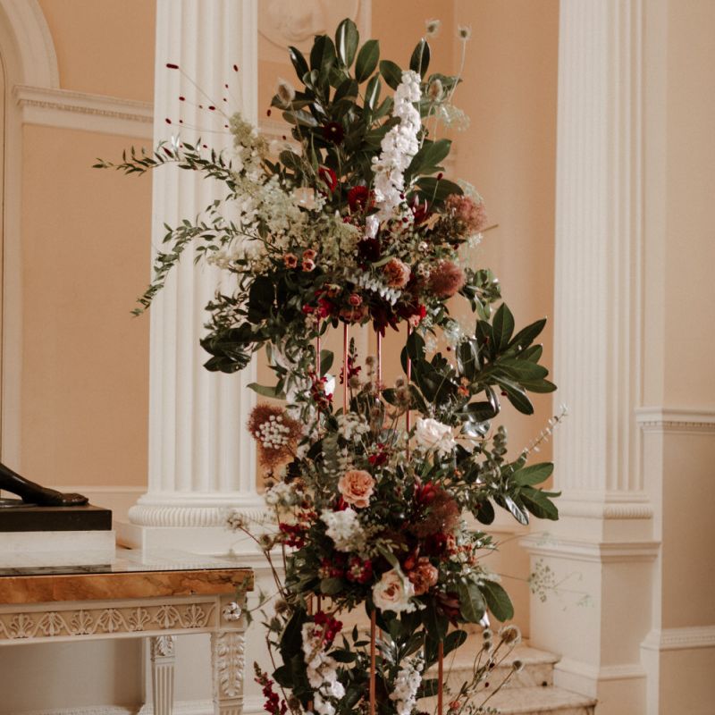 Tall wedding flower arrangement by Grace &amp; Thorn