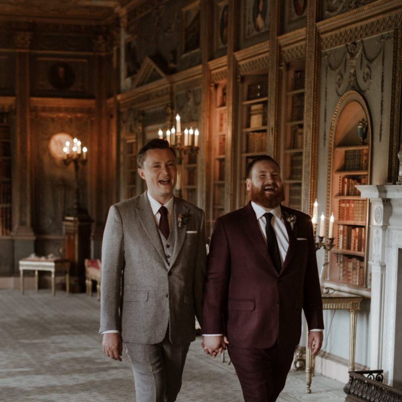Gay couple at Syon Park wedding