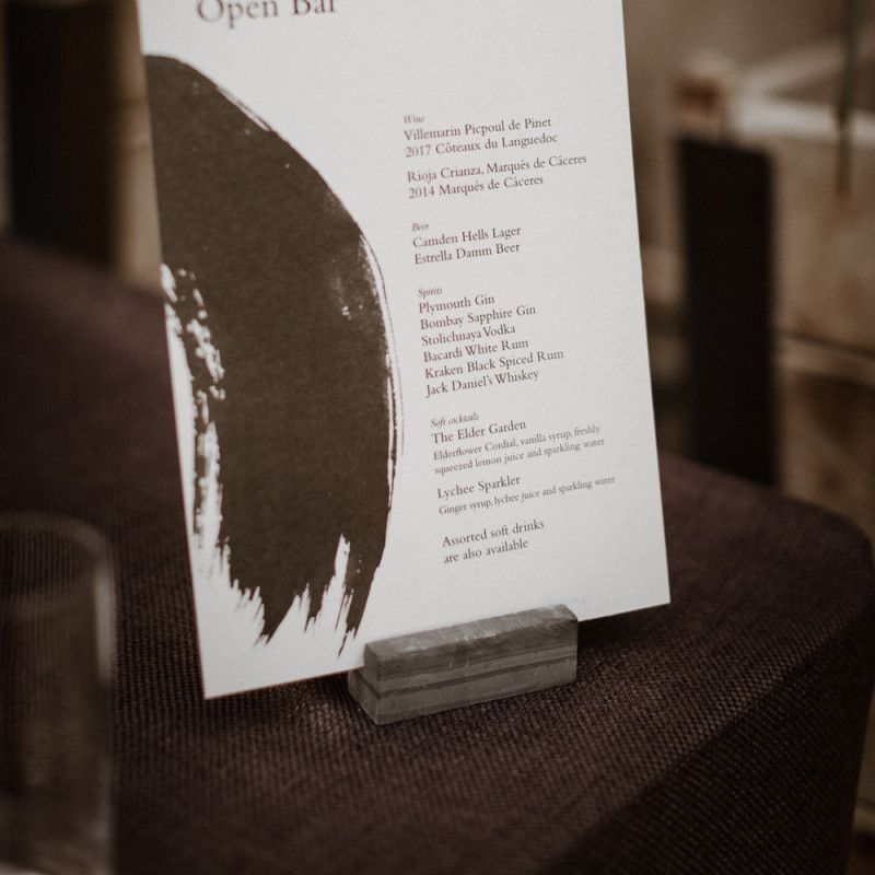 Open Bar notice at wedding reception