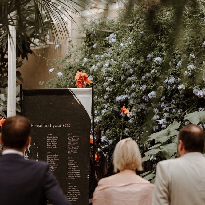 Fabric seating chart at Syon Park wedding