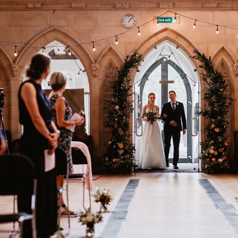 Bridal entrance at church wedding ceremony