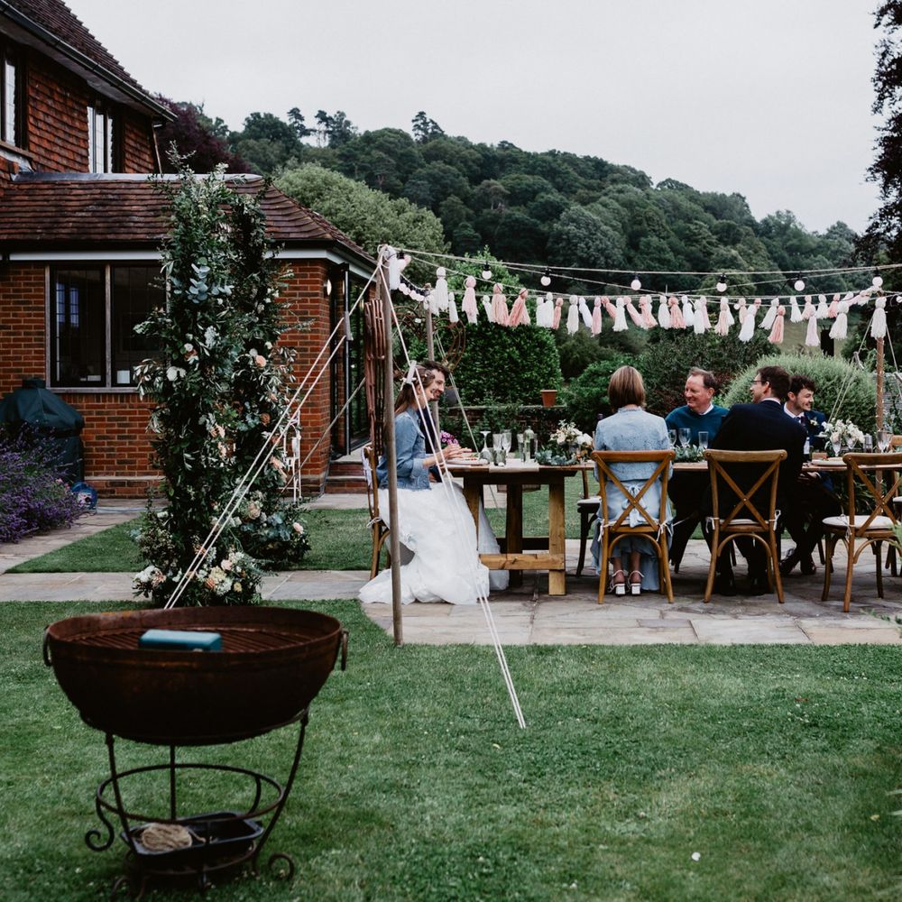 Intimate, at home reception for socially distanced, 2020 wedding