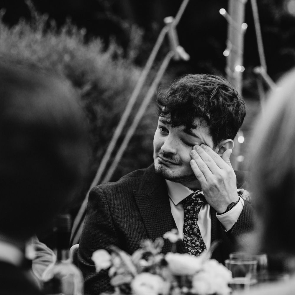 Emotional wedding guest at 2020 wedding