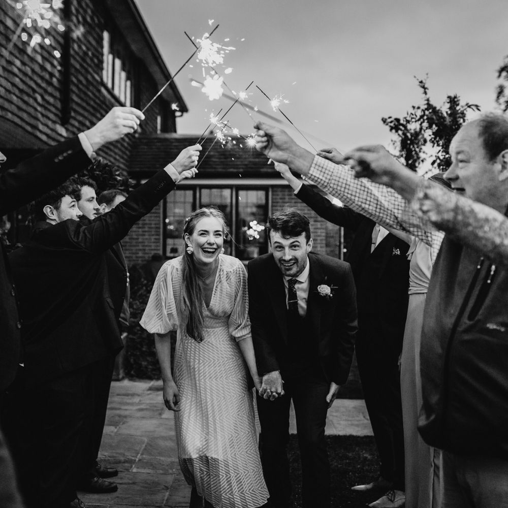 sparkler moment at intimate wedding