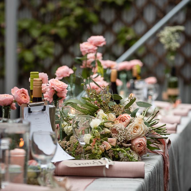 Romantic Pink and Cream Wedding Flowers