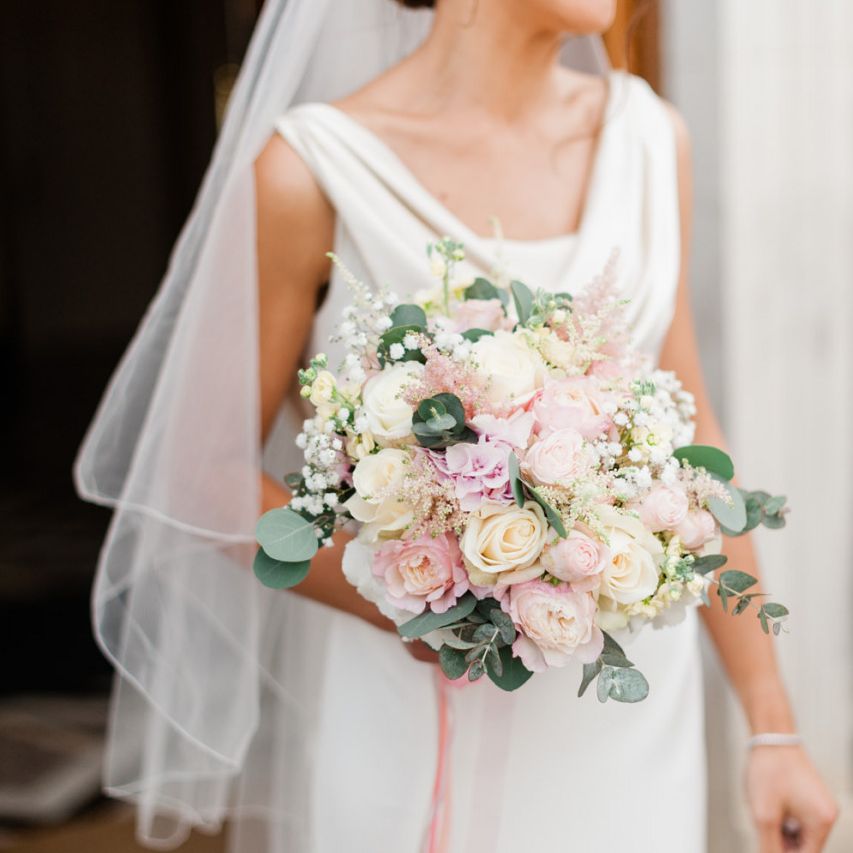 Blush flower wedding bouquet for bride