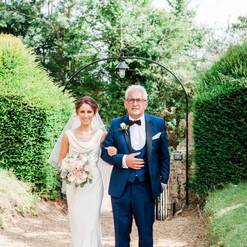 Bride and Father arrives at wedding ceremony