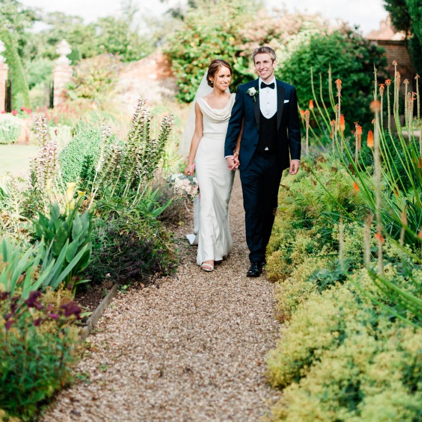 Bride and groom in the grounds of Four Seasons Hampshire