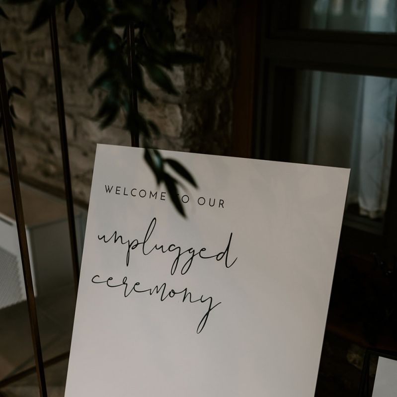 Unplugged wedding sign for Winter wedding