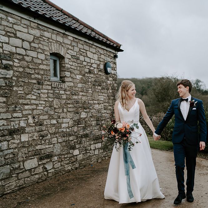 Bride and groom at Folly Farm wedding venue in Bristol