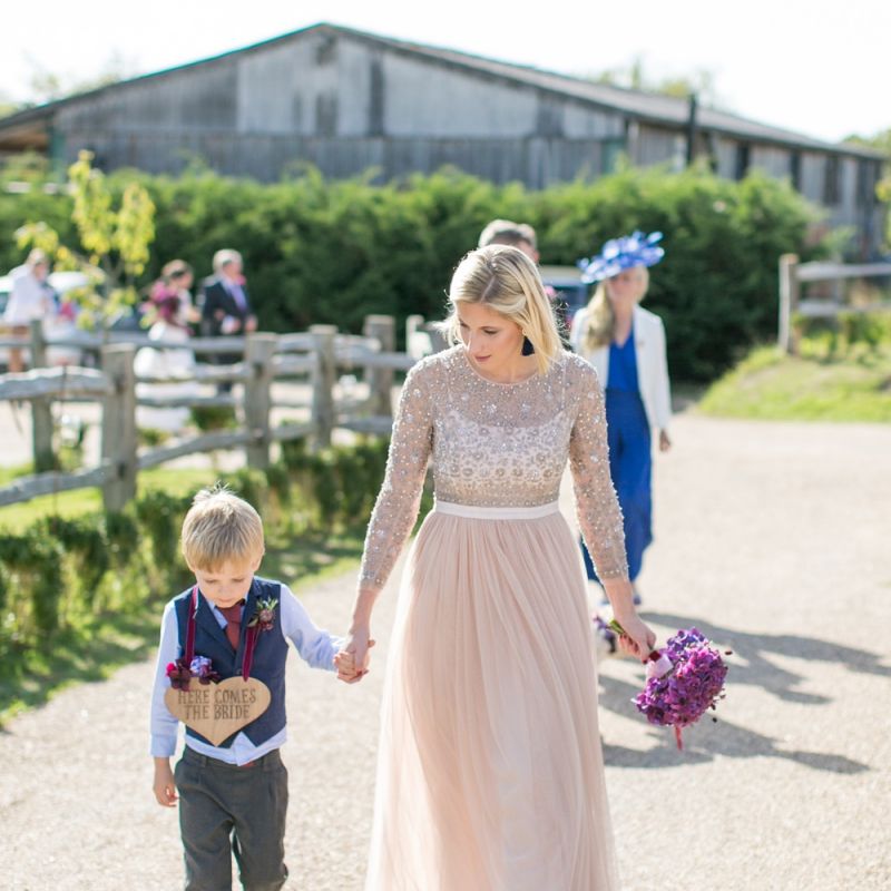 Bridesmaid in Blush Needle &amp; Thread Dress with Page Boy