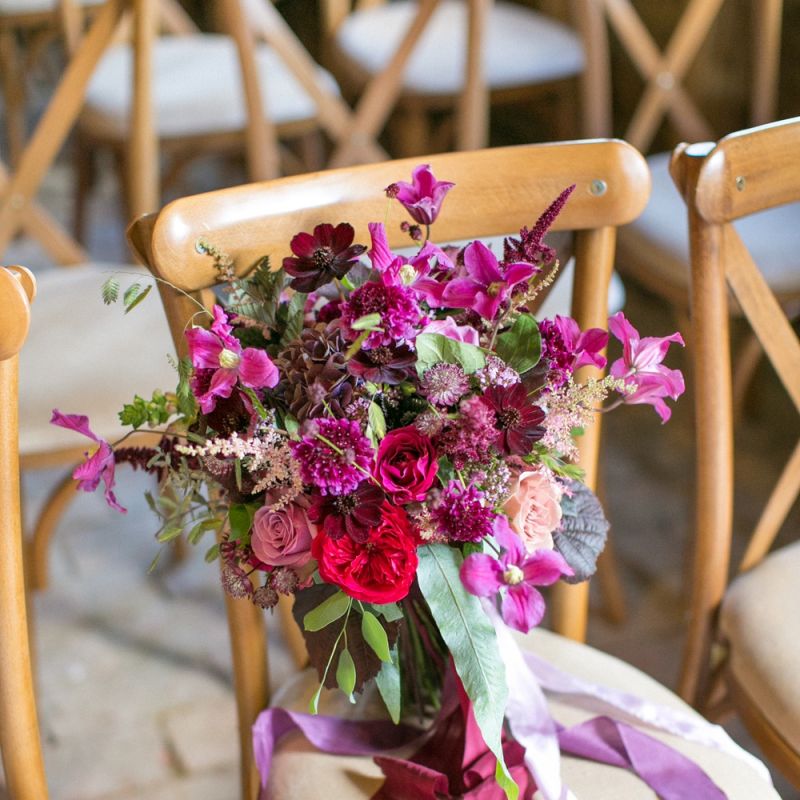 Purple, Plum, Aubergine and Berry Wedding Bouquet with Ribbon