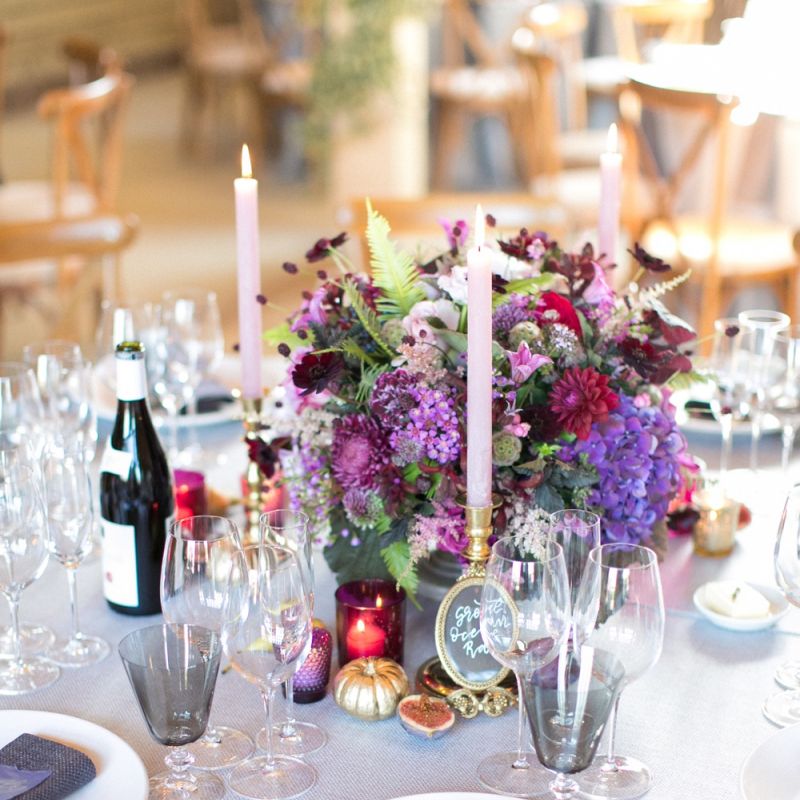 Purple, Plum and Aubergine Floral Centrepiece