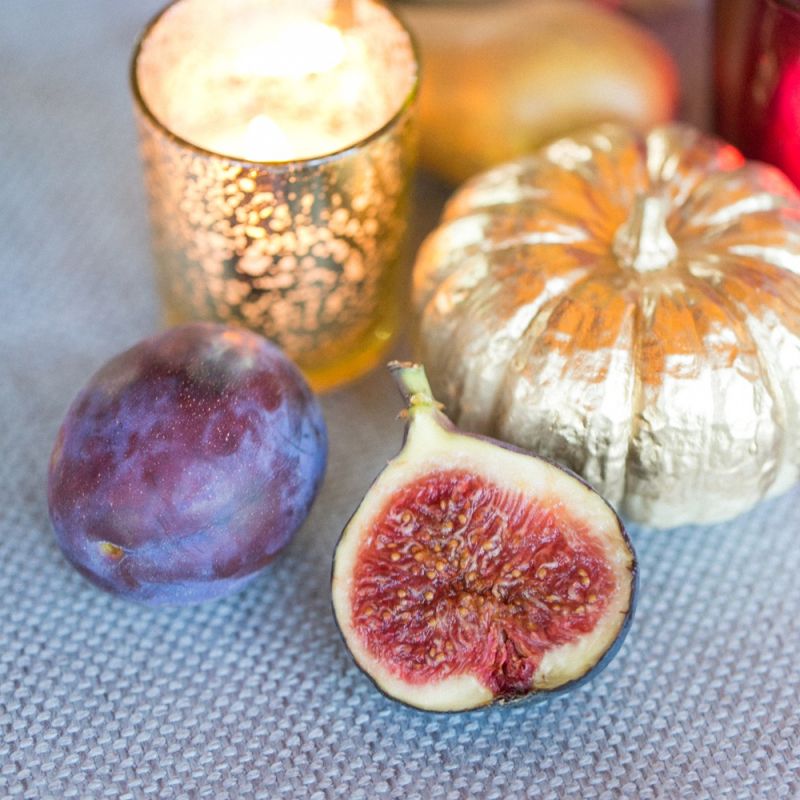 Gold Spray Painted Pumpkin and Candle in Votive Holder