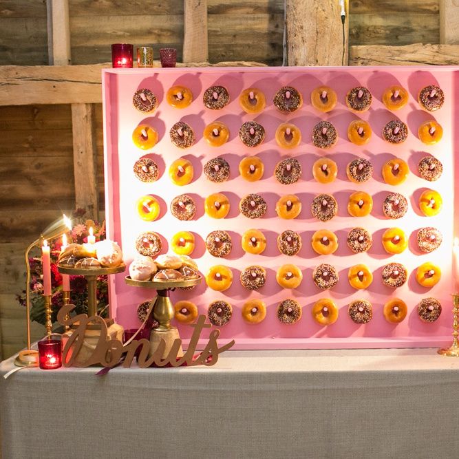 Pink Doughnut Wall with Gold Donut Sign