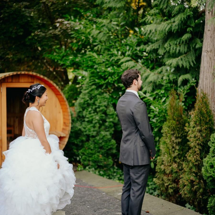 Bride and groom first look