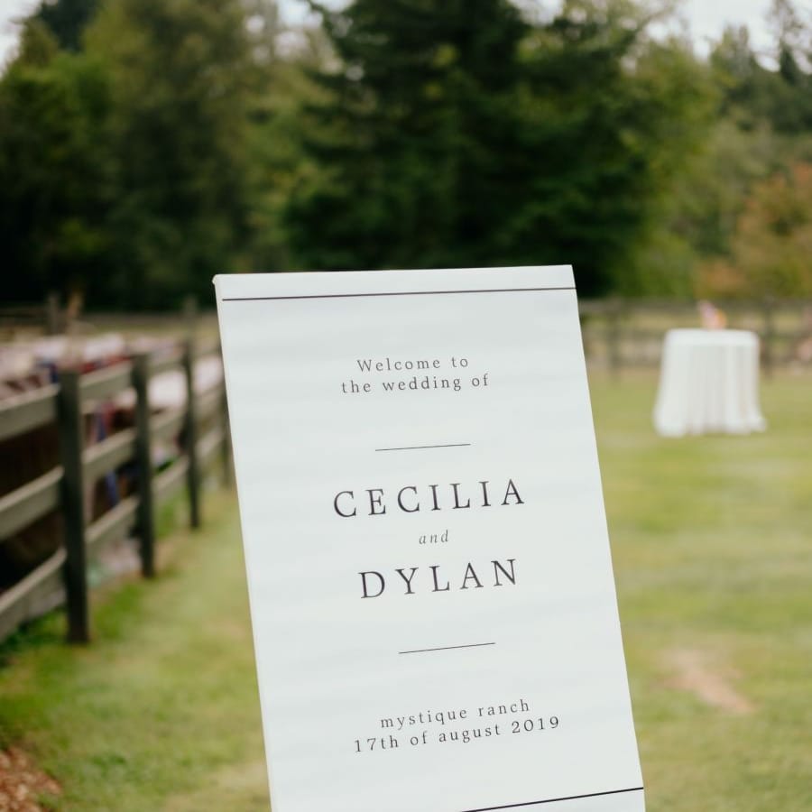 Minimalist wedding welcome sign