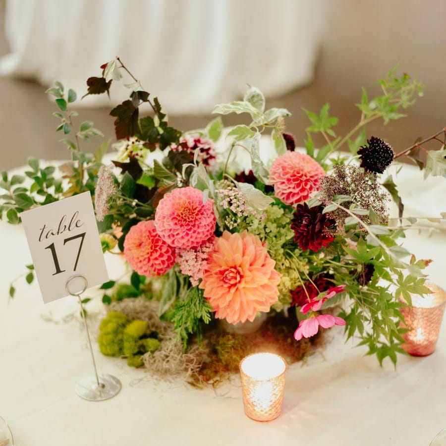 homegrown wedding flower centrepiece