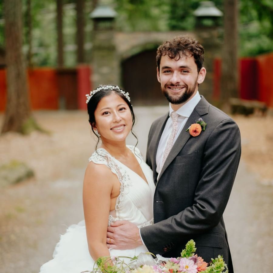 Multicultural wedding with Asian bride in preloved wedding dress