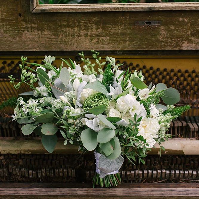Green and White Wedding Bouquet