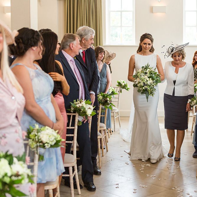 Mother of the Bride Walking Her Daughter Down the Aisle at Iscoyd Park