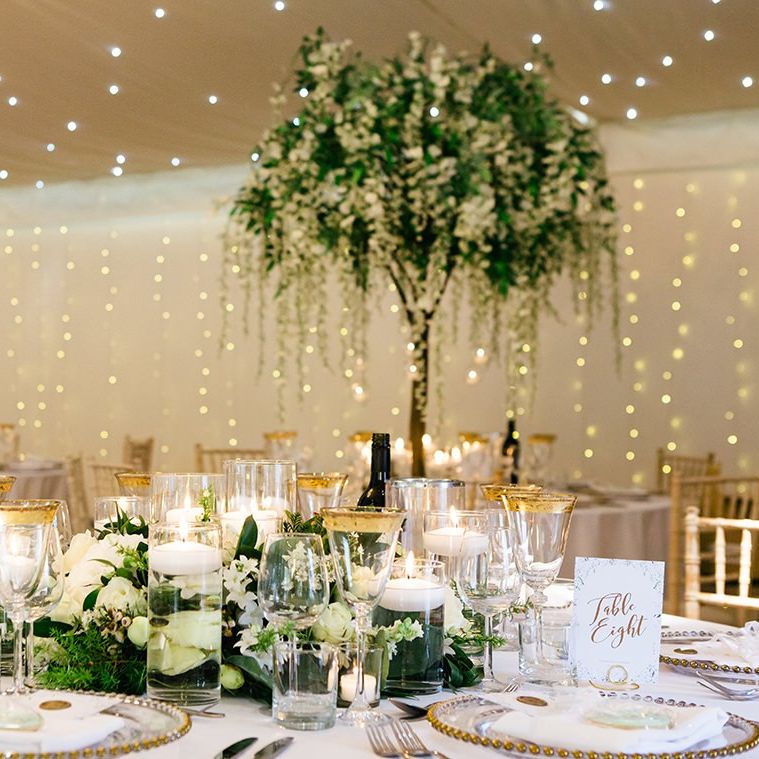 Glass Tableware with Gold Rims