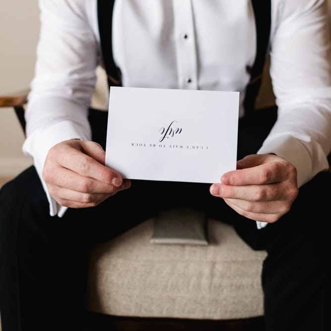 Wife Wedding Card | White &amp; Green Floral Door Wreath | Elegant Grey, Green, White &amp; Gold Black Tie, Marquee Wedding at Tullyveery House N. Ireland with Decor &amp; Styling by Mood Events | The Lou's Photography | Soul &amp; Rise Film