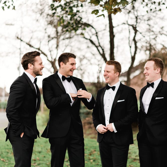 Groomsmen in Black Tie | Elegant Grey, Green, White &amp; Gold Black Tie, Marquee Wedding at Tullyveery House N. Ireland with Decor &amp; Styling by Mood Events | The Lou's Photography | Soul &amp; Rise Film
