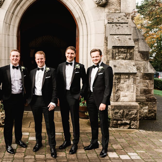 Groomsmen in Black Tie | Elegant Grey, Green, White &amp; Gold Black Tie, Marquee Wedding at Tullyveery House N. Ireland with Decor &amp; Styling by Mood Events | The Lou's Photography | Soul &amp; Rise Film