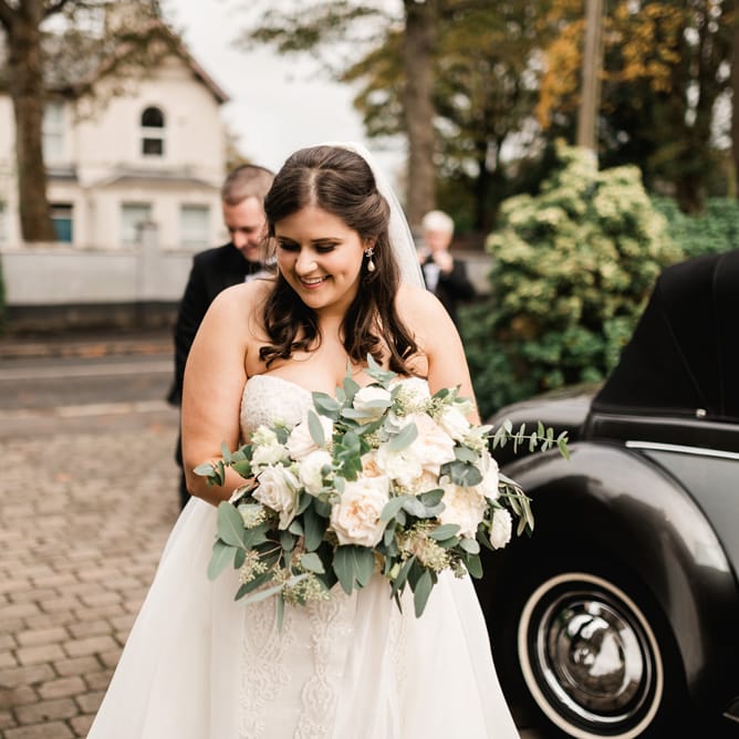 Bridal Entrance in Badgley Mischka  Lace Bridal Gown | Elegant Grey, Green, White &amp; Gold Black Tie, Marquee Wedding at Tullyveery House N. Ireland with Decor &amp; Styling by Mood Events | The Lou's Photography | Soul &amp; Rise Film