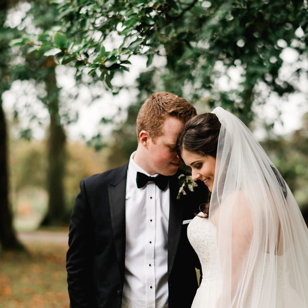 Bride in Badgley Mischka  Lace Bridal Gown | Groom in Black Tie | Elegant Grey, Green, White &amp; Gold Black Tie, Marquee Wedding at Tullyveery House N. Ireland with Decor &amp; Styling by Mood Events | The Lou's Photography | Soul &amp; Rise Film