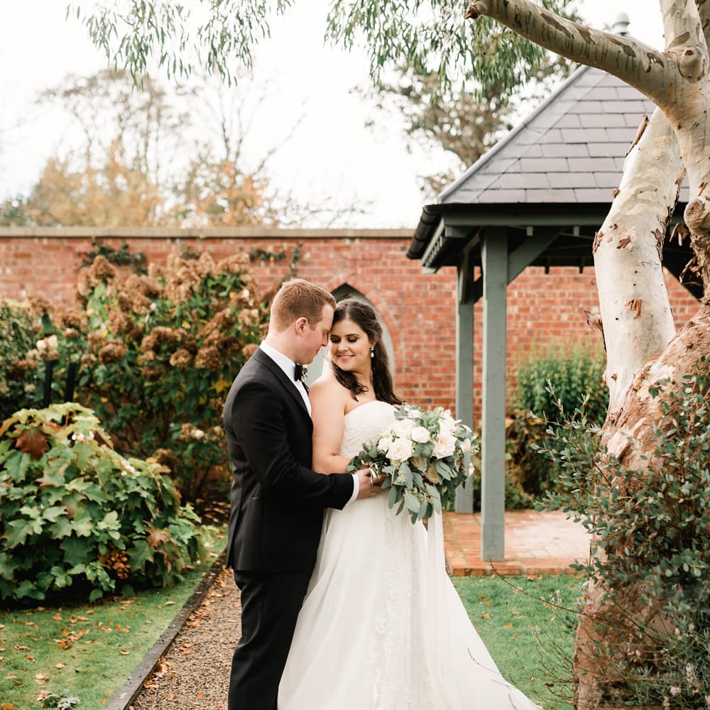 Bride in Badgley Mischka  Lace Bridal Gown | Groom in Black Tie | Elegant Grey, Green, White &amp; Gold Black Tie, Marquee Wedding at Tullyveery House N. Ireland with Decor &amp; Styling by Mood Events | The Lou's Photography | Soul &amp; Rise Film