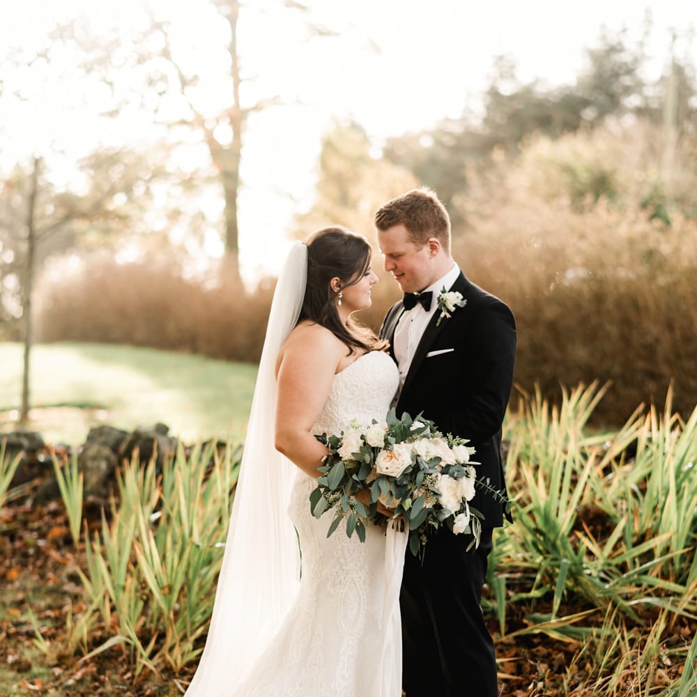 Bride in Badgley Mischka  Lace Bridal Gown | Groom in Black Tie | Elegant Grey, Green, White &amp; Gold Black Tie, Marquee Wedding at Tullyveery House N. Ireland with Decor &amp; Styling by Mood Events | The Lou's Photography | Soul &amp; Rise Film