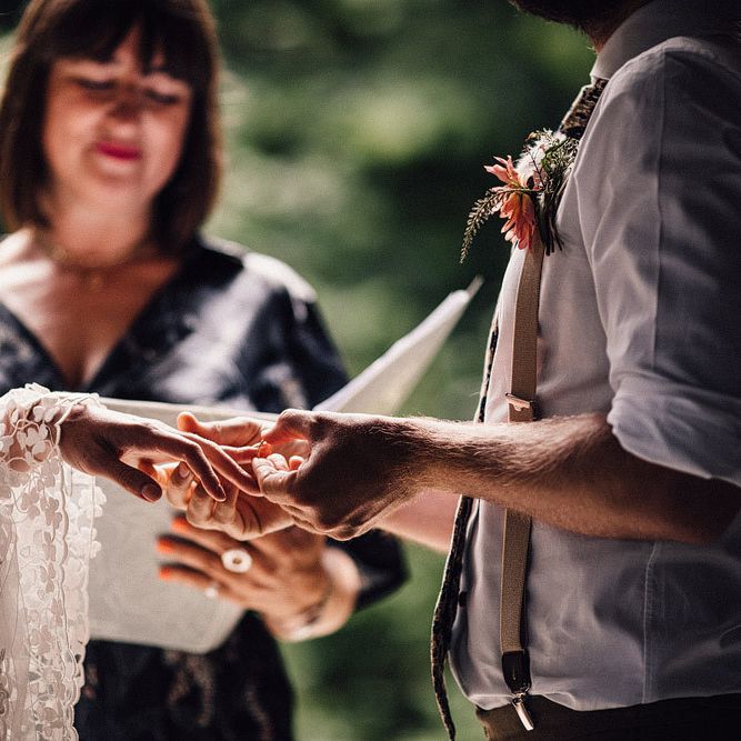 Bride and groom during humanist ceremony